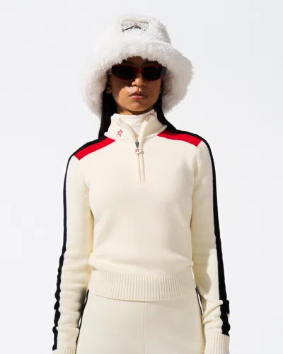 Perfect Moment La Tour Merino Wool Half-zip S In Snow-white