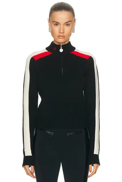 Perfect Moment Merino Wool La Tour Quarter-zip Sweater In Black