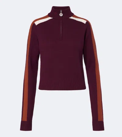 Perfect Moment La Tour Wool Half-zip Ski Top In Burgundy