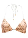 Perfect Moment Llonga Striped Triangle Bikini Top In Orange