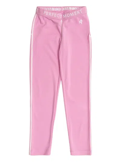 Perfect Moment Kids' Logo-detail Side-stripe Leggings In Pink