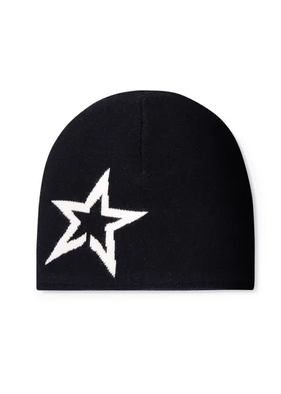 Perfect Moment Womens Jet Black Star-logo Merino-wool Beanie Hat