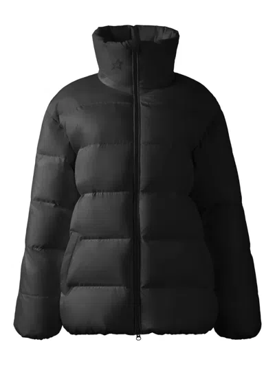 PERFECT MOMENT LOGO-PRINT HIGH-NECK COAT