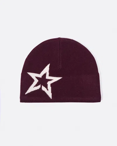 Perfect Moment Logo Star Merino Wool Beanie Onesize In Burgundy