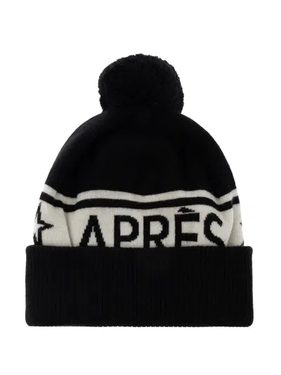 Perfect Moment Logo-intarsia Pompom Beanie Hat In Black