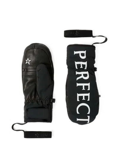 Perfect Moment Logo-print Mittens In Black