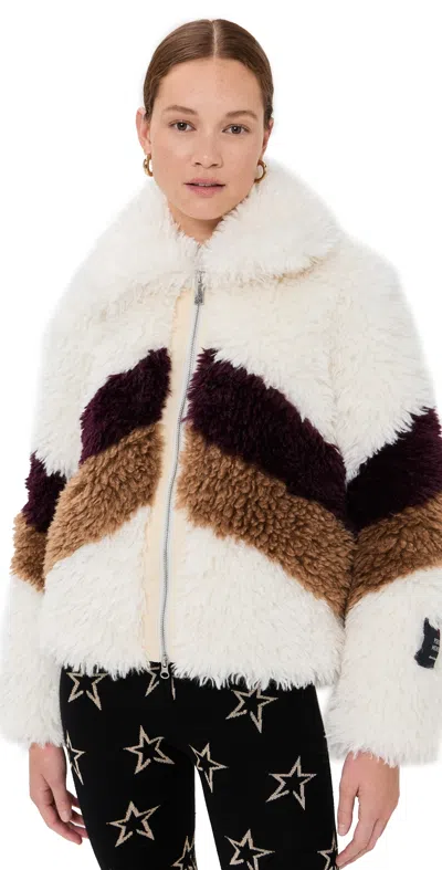 Perfect Moment Luna Reversible Shearling Jacket In Antique White