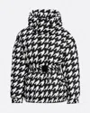 Perfect Moment Maya Down Parka Jacket L In Houndstooth-black-snow-white
