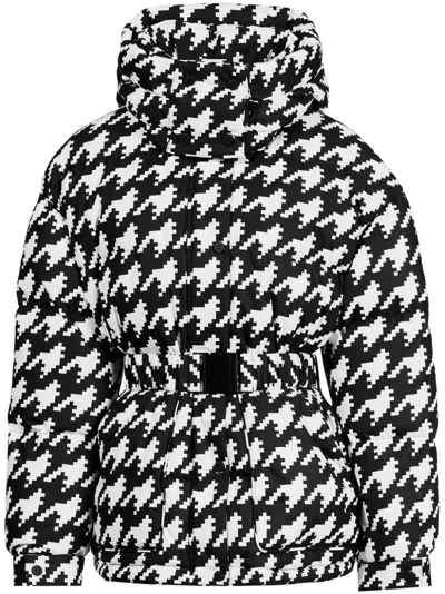 Perfect Moment Maya Down Parka Jacket L In Houndstooth-black-snow-white