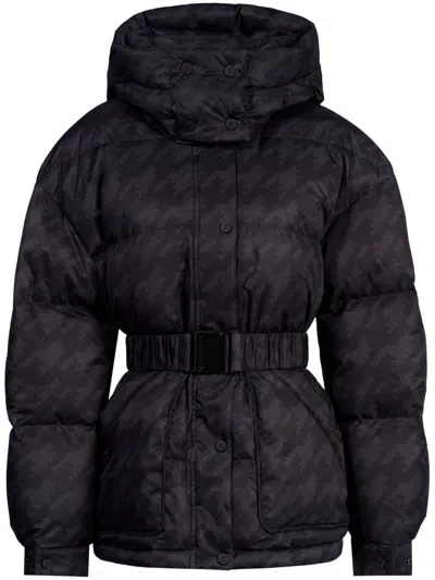 Perfect Moment Maya Down Parka Jacket L In Black-houndstooth