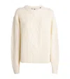 Perfect Moment Merino Wool Cable-knit Crystal Sweater In Neutral