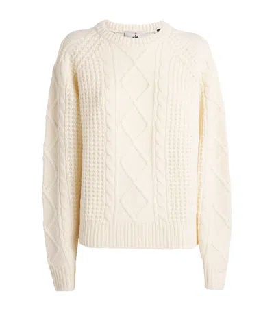 Perfect Moment Merino Wool Cable-knit Crystal Sweater In Neutral