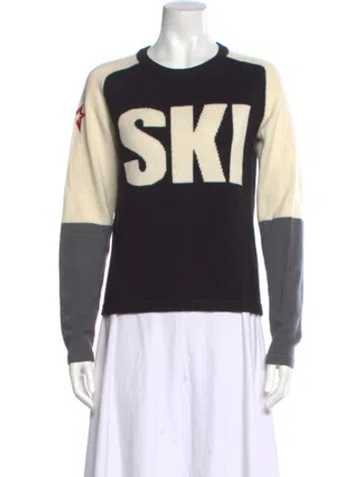 Pre-owned Perfect Moment Merino Wool Colorblock Pattern Sweater In Black
