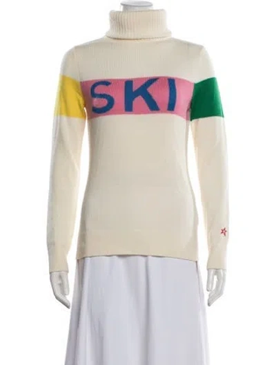 Pre-owned Perfect Moment Merino Wool Colorblock Pattern Sweater In Neutrals/pink