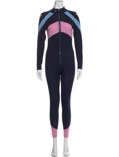 Pre-owned Perfect Moment Merino Wool Crew Neck Jumpsuit In Blue