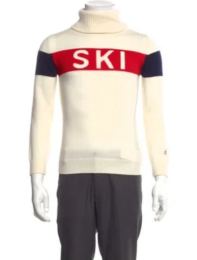 Pre-owned Perfect Moment Merino Wool Graphic Print Pullover In Neutral