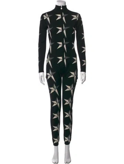Pre-owned Perfect Moment Merino Wool Graphic Print Ski Suit In Black