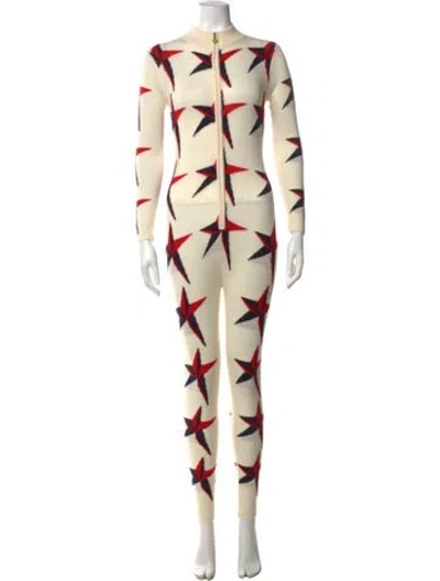 Pre-owned Perfect Moment Merino Wool Graphic Print Ski Suit In Neutrals
