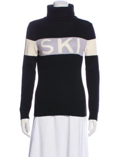 Pre-owned Perfect Moment Merino Wool Graphic Print Sweater In Black
