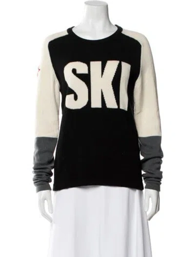 Pre-owned Perfect Moment Merino Wool Graphic Print Sweater In Black