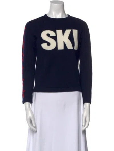 Pre-owned Perfect Moment Merino Wool Graphic Print Sweater In Black