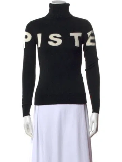 Pre-owned Perfect Moment Merino Wool Graphic Print Sweater In Black