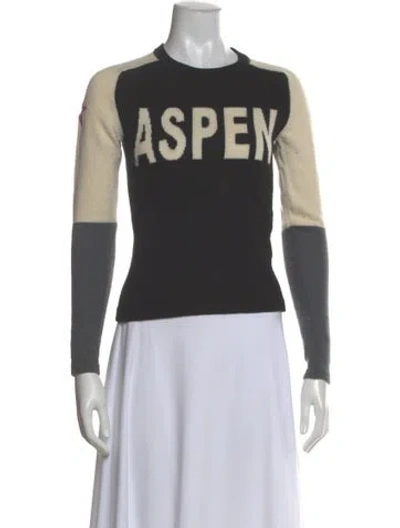 Pre-owned Perfect Moment Merino Wool Graphic Print Sweater In Black
