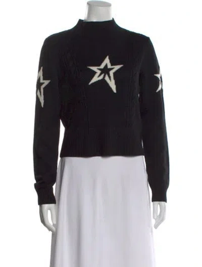 Pre-owned Perfect Moment Merino Wool Graphic Print Sweater In Black