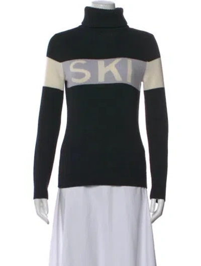 Pre-owned Perfect Moment Merino Wool Graphic Print Sweater In Black