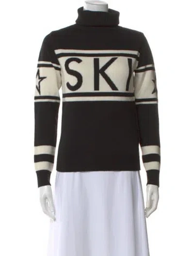 Pre-owned Perfect Moment Merino Wool Graphic Print Sweater In Black