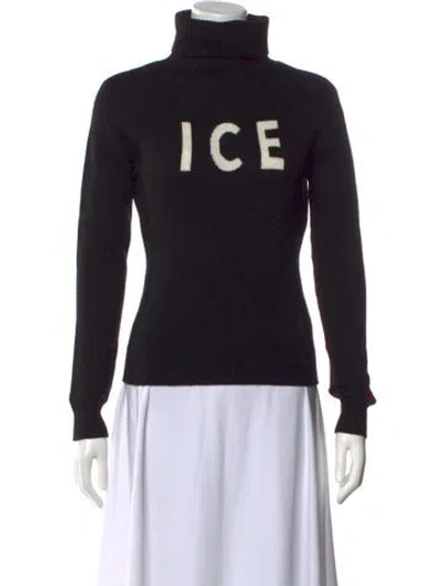 Pre-owned Perfect Moment Merino Wool Graphic Print Sweater In Black