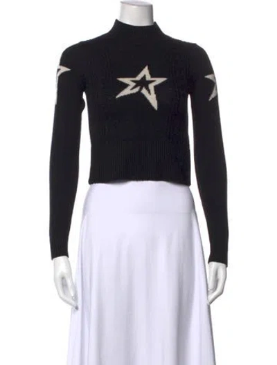 Pre-owned Perfect Moment Merino Wool Graphic Print Sweater In Black