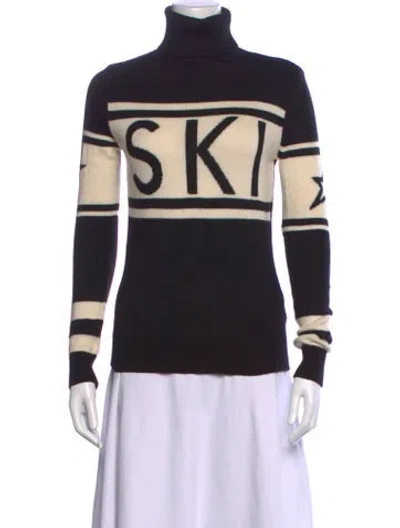 Pre-owned Perfect Moment Merino Wool Graphic Print Sweater In Black