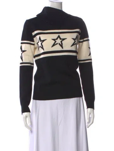Pre-owned Perfect Moment Merino Wool Graphic Print Sweater In Black