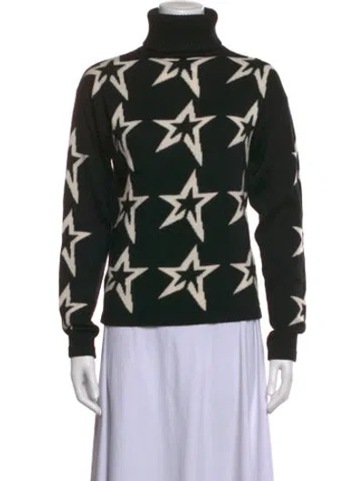 Pre-owned Perfect Moment Merino Wool Graphic Print Sweater In Black