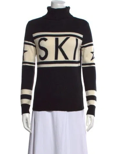 Pre-owned Perfect Moment Merino Wool Graphic Print Sweater In Black