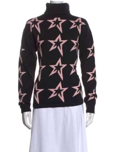 Pre-owned Perfect Moment Merino Wool Graphic Print Sweater In Black