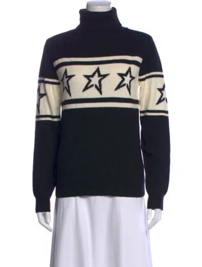 Pre-owned Perfect Moment Merino Wool Graphic Print Sweater In Black