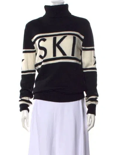 Pre-owned Perfect Moment Merino Wool Graphic Print Sweater In Black