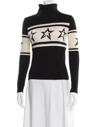 Pre-owned Perfect Moment Merino Wool Graphic Print Sweater In Black