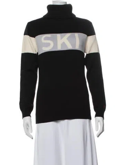 Pre-owned Perfect Moment Merino Wool Graphic Print Sweater In Black