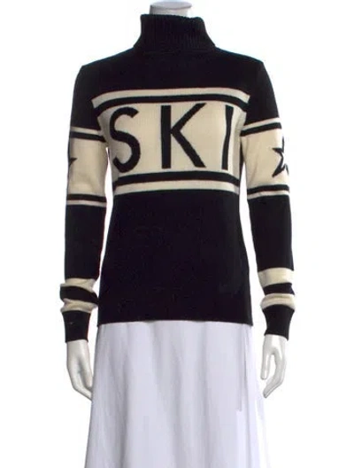 Pre-owned Perfect Moment Merino Wool Graphic Print Sweater In Black