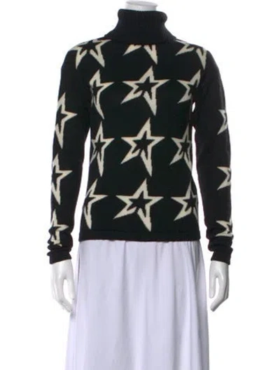 Pre-owned Perfect Moment Merino Wool Graphic Print Sweater In Black
