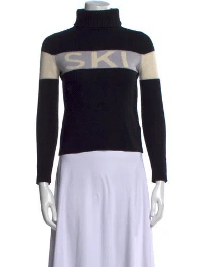 Pre-owned Perfect Moment Merino Wool Graphic Print Sweater In Black