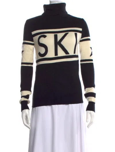 Pre-owned Perfect Moment Merino Wool Graphic Print Sweater In Black