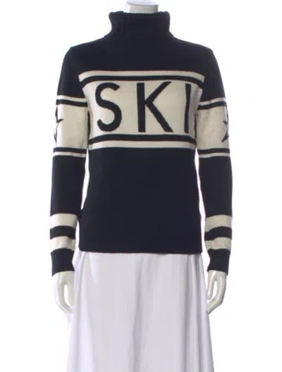 Pre-owned Perfect Moment Merino Wool Graphic Print Sweater In Blue