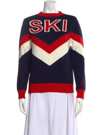 Pre-owned Perfect Moment Merino Wool Graphic Print Sweater In Blue