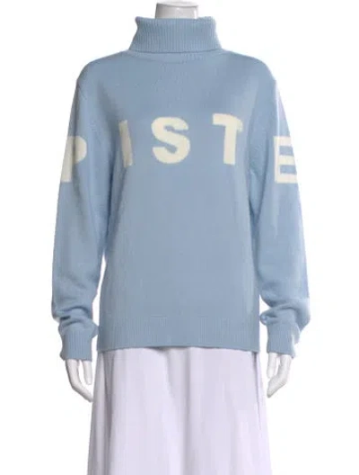 Pre-owned Perfect Moment Merino Wool Graphic Print Sweater In Blue