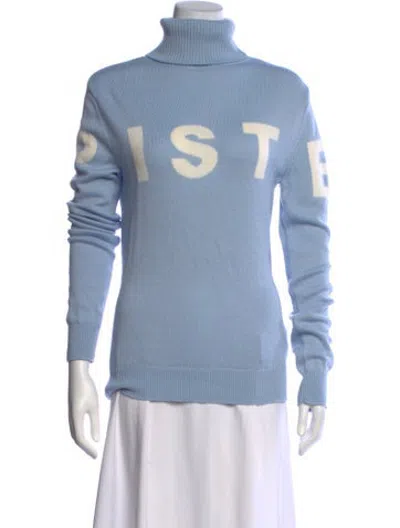 Pre-owned Perfect Moment Merino Wool Graphic Print Sweater In Blue