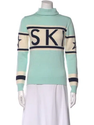 Pre-owned Perfect Moment Merino Wool Graphic Print Sweater In Green